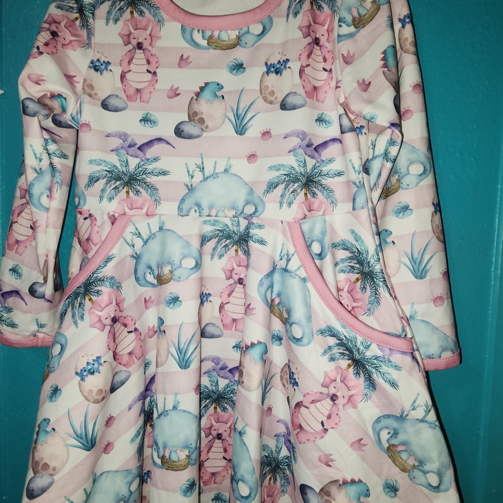 Pete & Lucy Dinosaur Print Dress With Pockets
